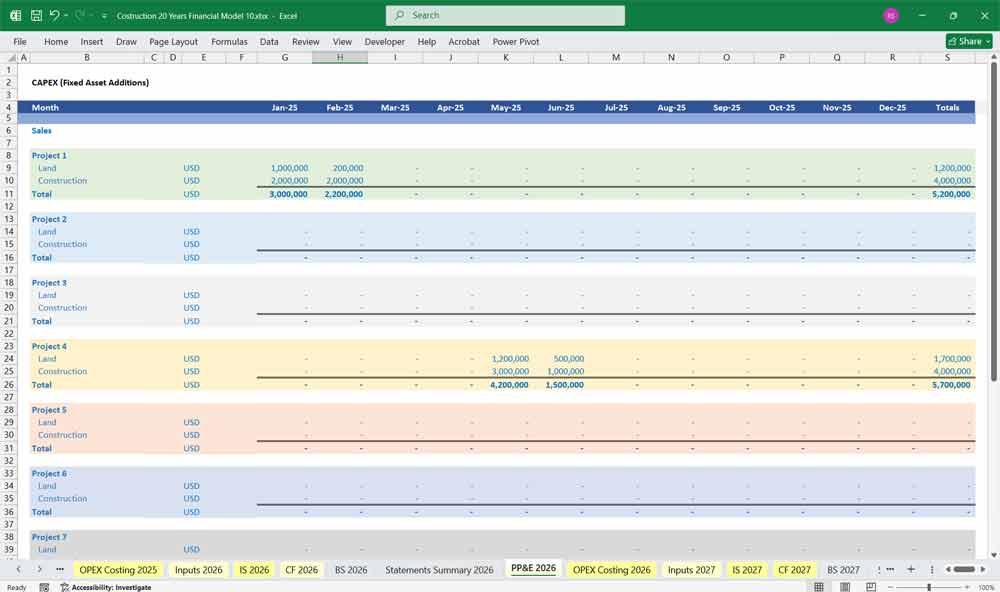 Construction Company Financial Model