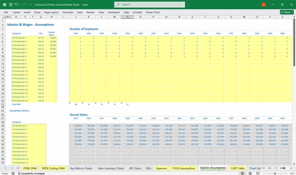 Construction Company Financial Model