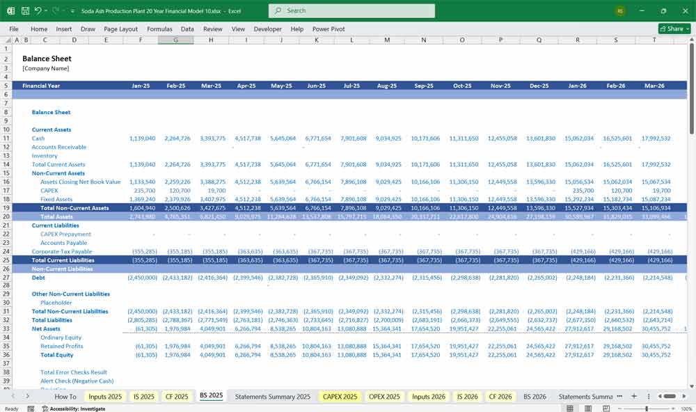 Soda Ash Production Plant Financial Model