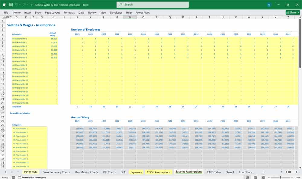 Mineral Water Company Financial Model