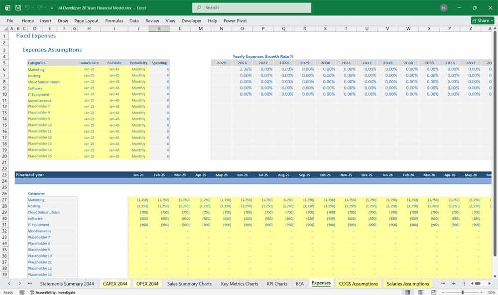 AI Software Developer Financial Model