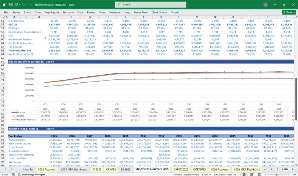 E-learning Financial xls Template