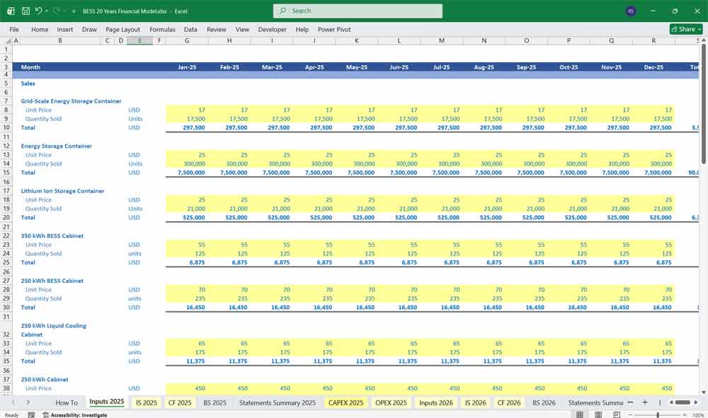 BESS Supplier Financial Model