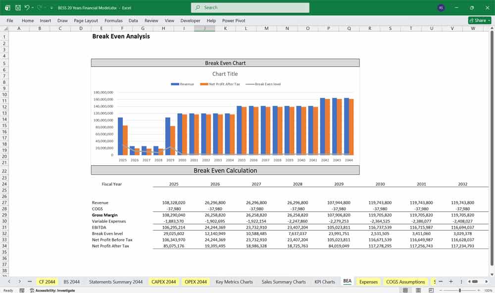 Battery Energy Storage Finance xls Model