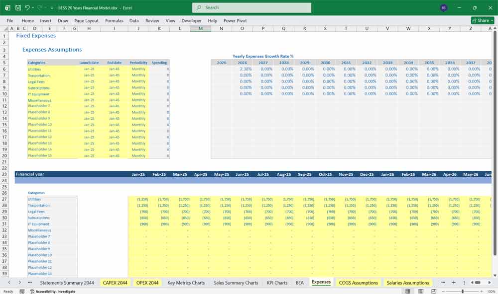 BESS Supplier Financial Model