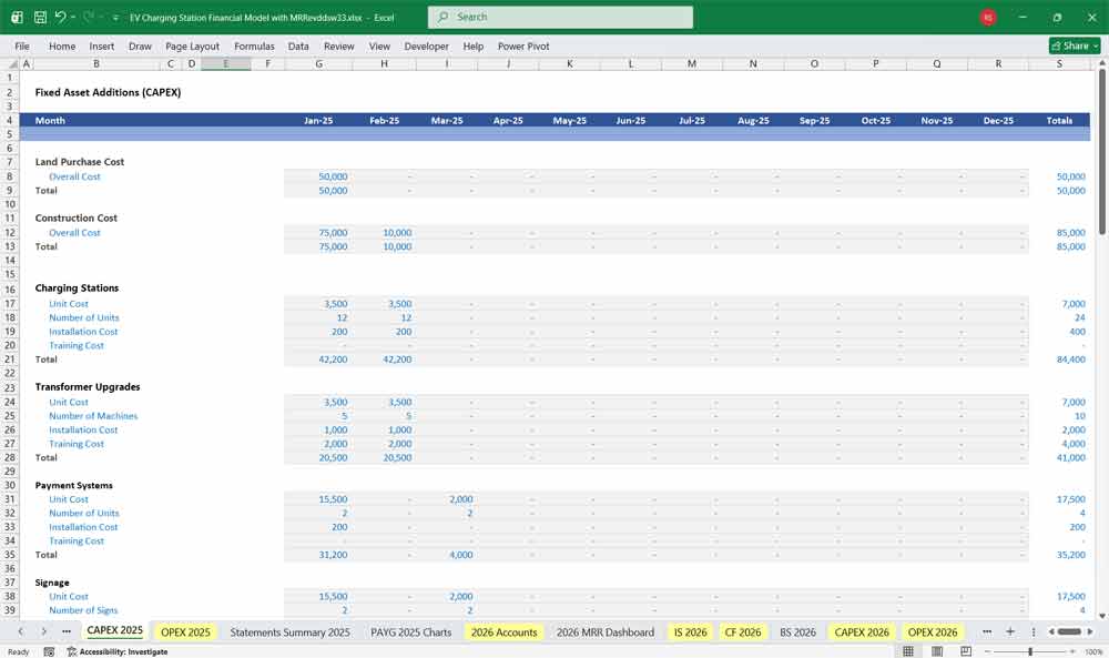 EV Charging Station Financial Model