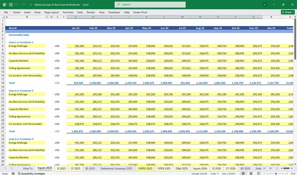 Battery Storage Financial Model