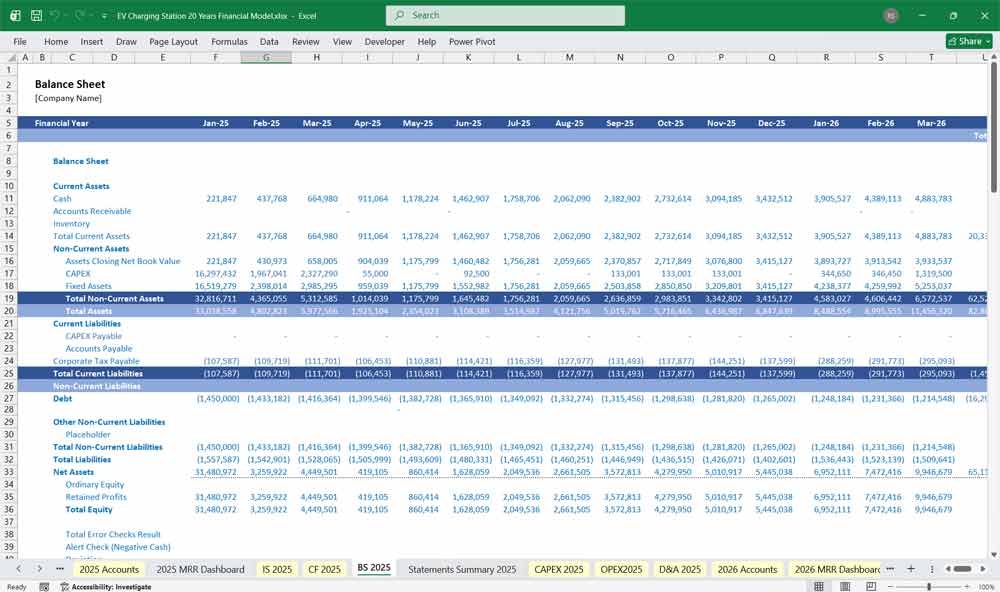 EV Charging Station Finance Template