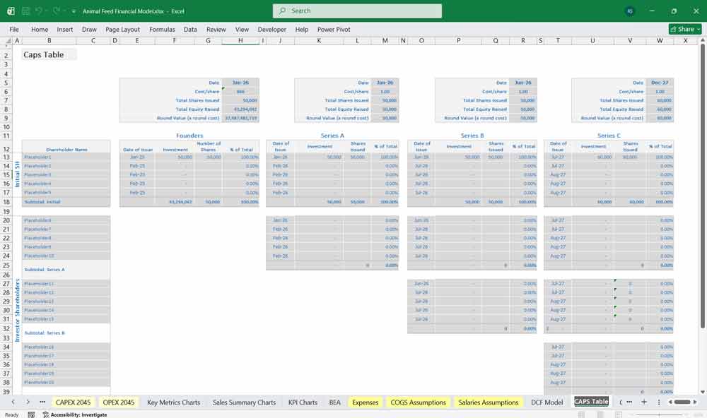 Animal Feed Financial Model With DCF Excel