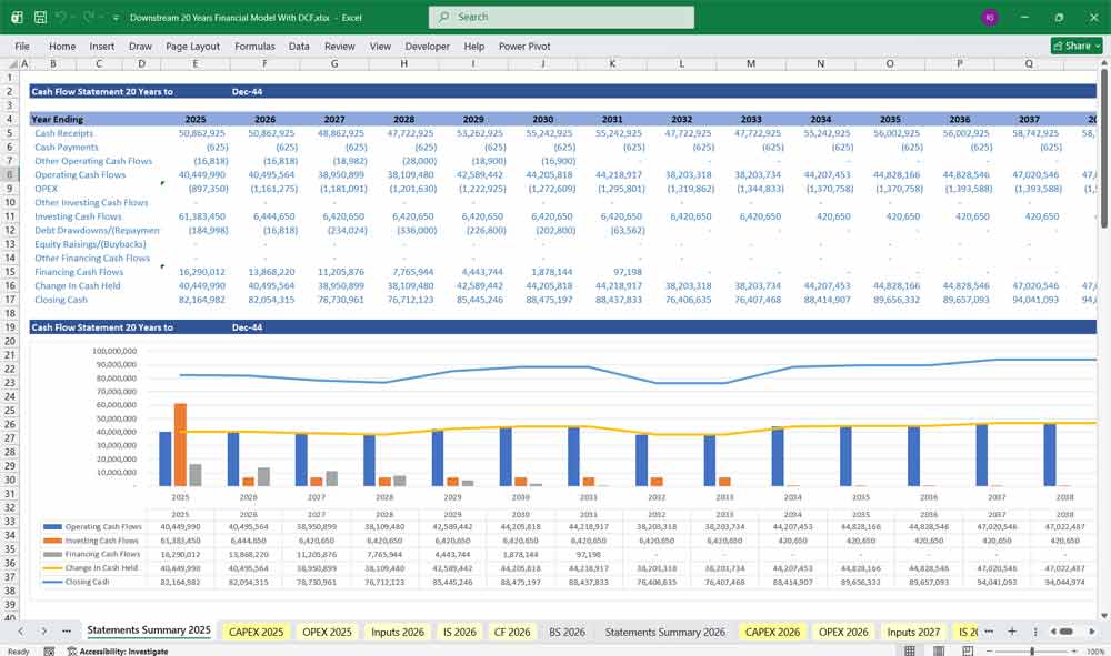 Downstream Terminal Financial Model Discounted Cash Flow Excel xls