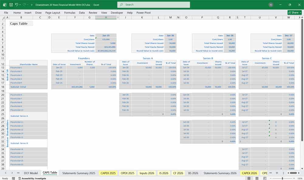 Downstream Terminal Financial Model With DCF Excel