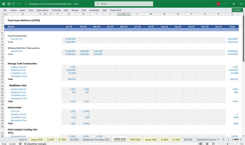 Downstream Refinery Financial Model