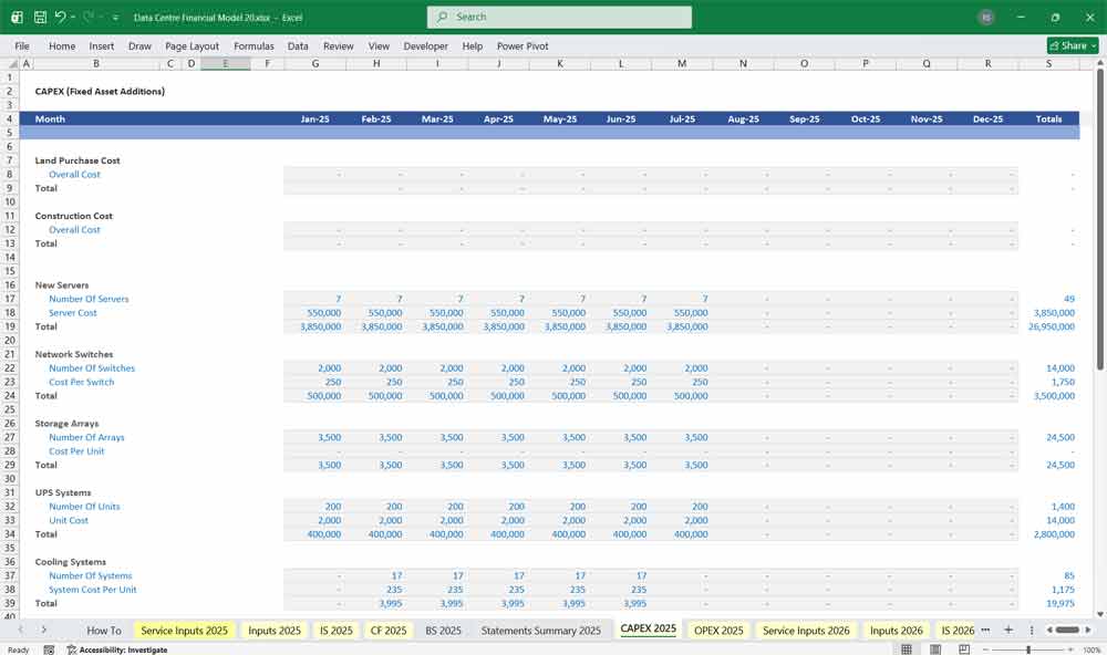 Data Center Financial Template
