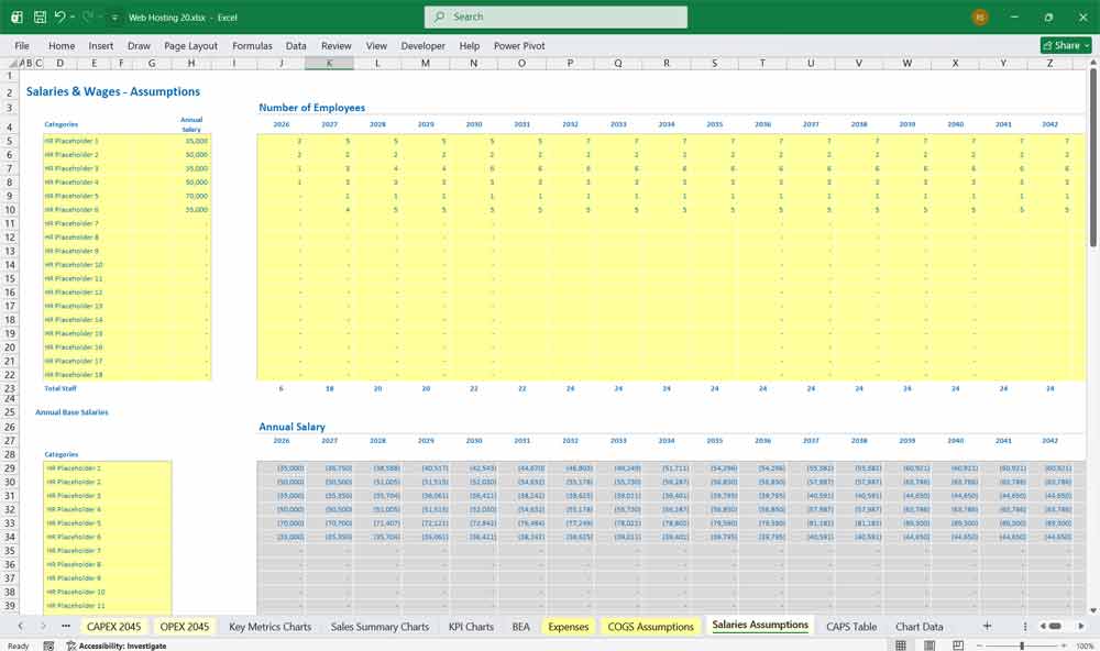 Web Hosting Financial Model Excel Template (2026)