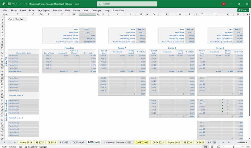 Upstream Oil Gas Financial Model