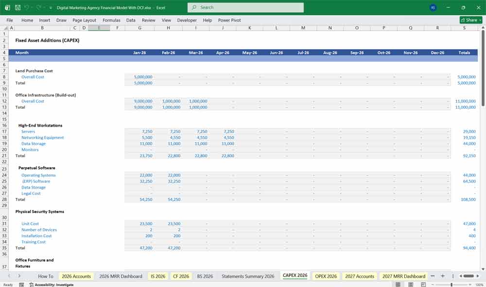 Digital Marketing DCF Model Template
