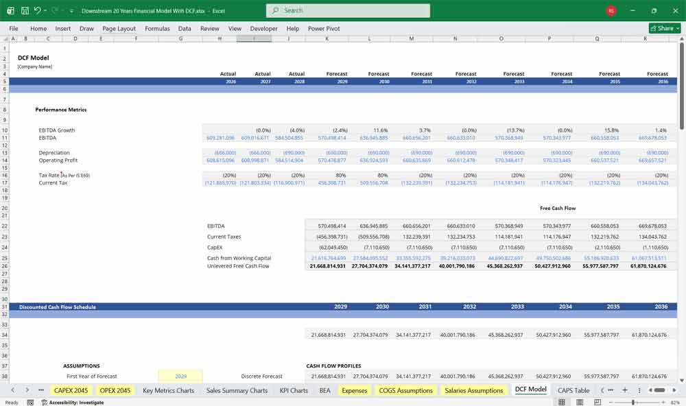 Downstream Terminal Financial Model DCF