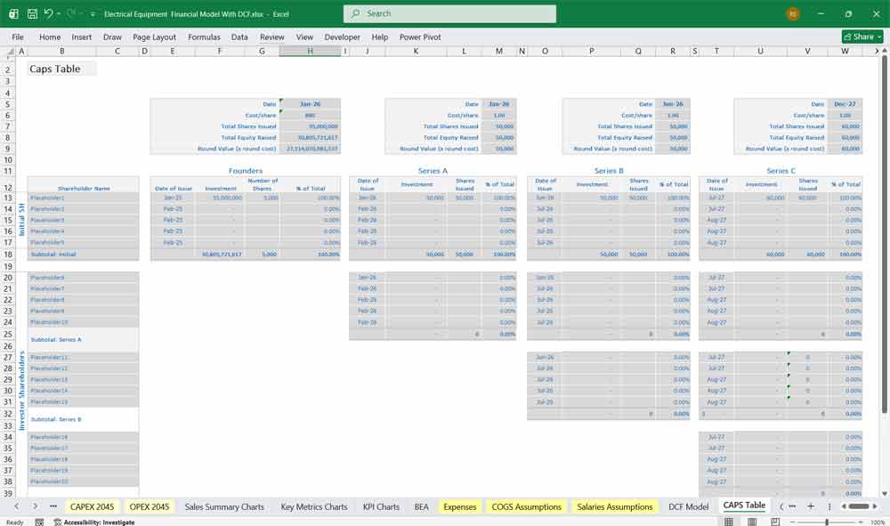 Electrical Equipment DCF Financial Model Template xls