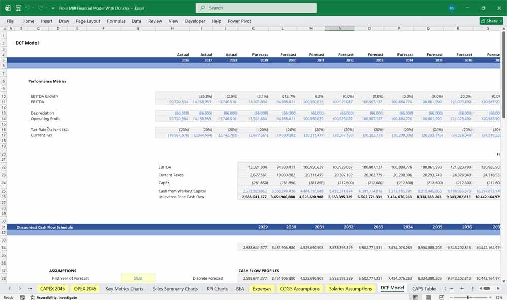 Flour Mill Financial Model With DCF