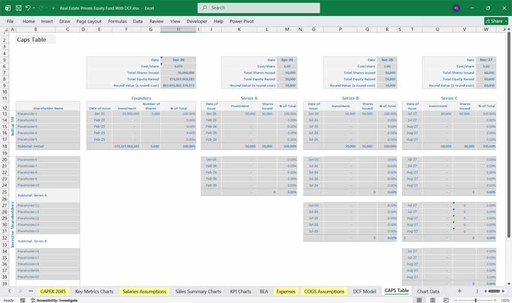 REPE Fund Financial Projection Model Template Excel Download