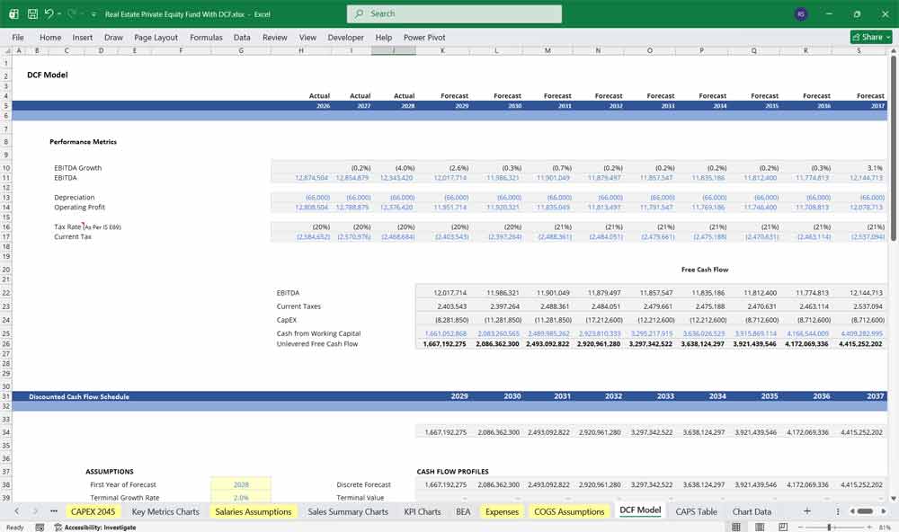 REPE Fund Financial Projection Model Template Excel