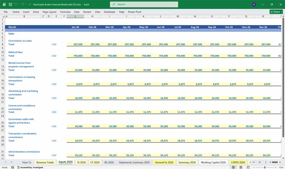 Real Estate Broker DCF Financial Model