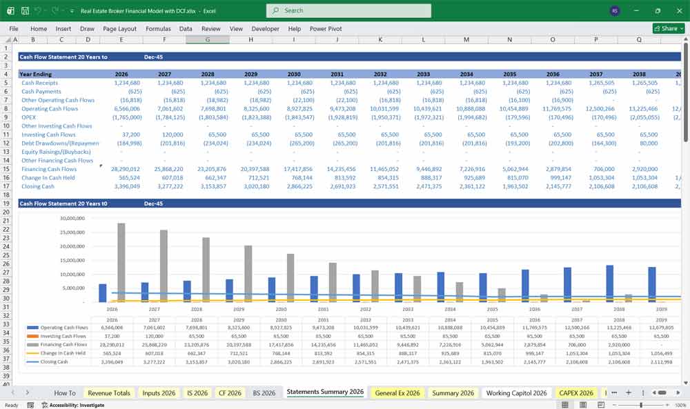 Real Estate Broker DCF Model Excel Template
