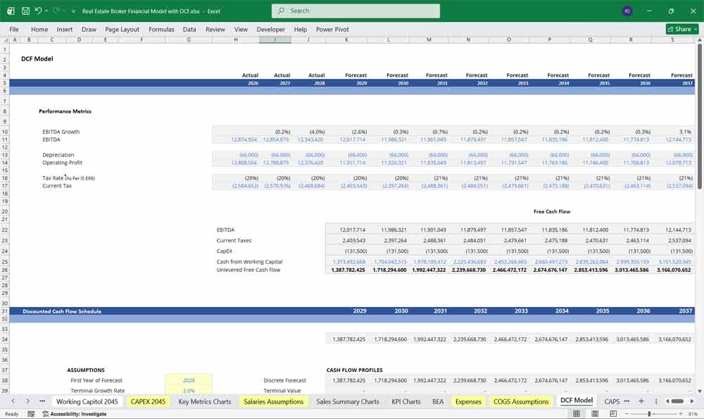 Real Estate Broker Financial Model With DCF