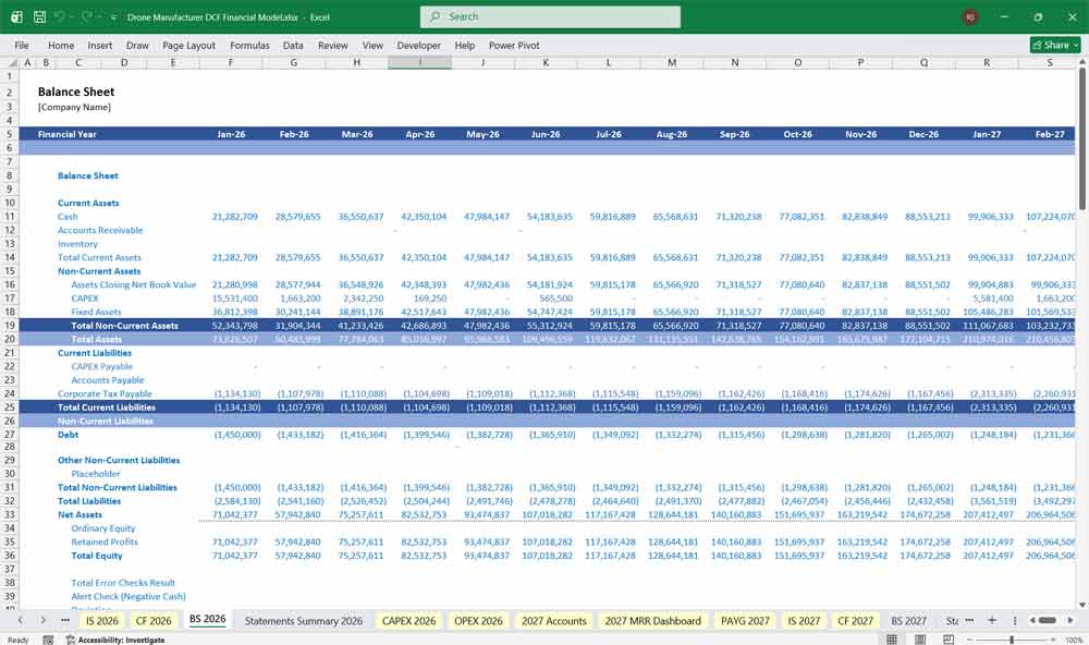 Drone Manufacturer DCF Financial Model Template xls