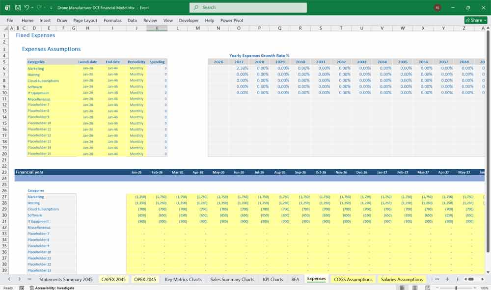 Drone Manufacturing DCF Model Template Excel xls