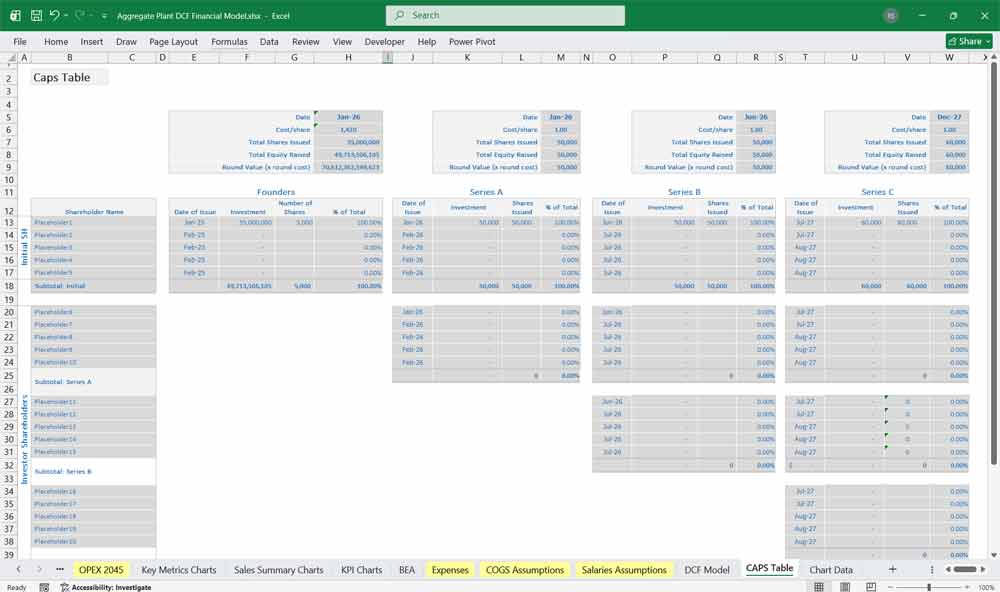 Aggregate Plant Financial Model Excel Template