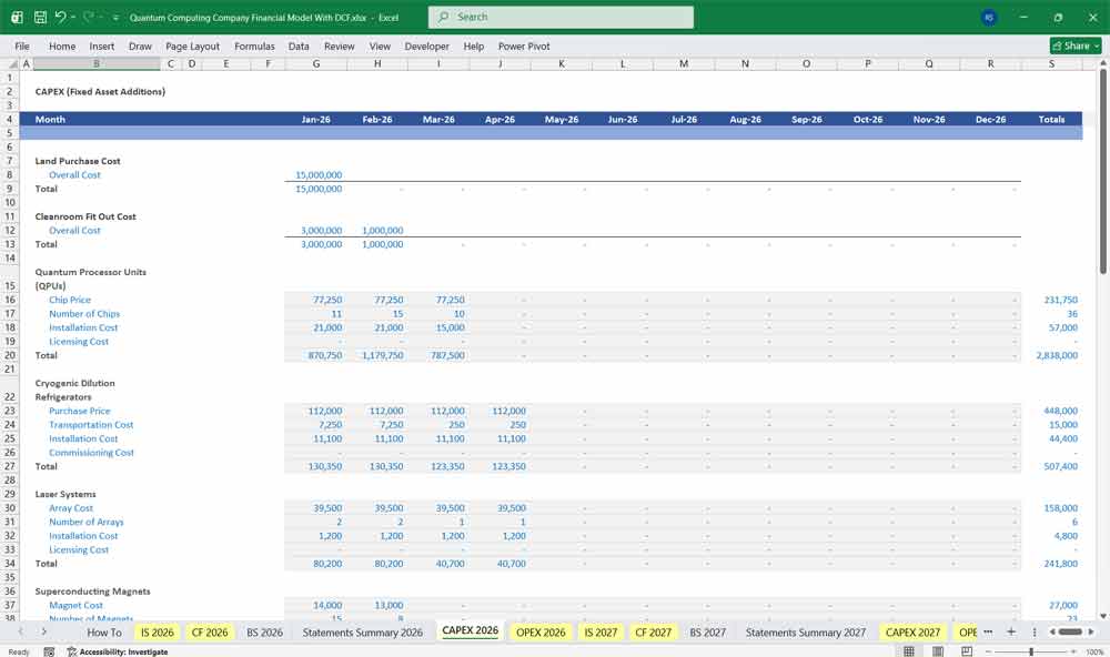 Quantum Computing Company DCF Model Excel Template