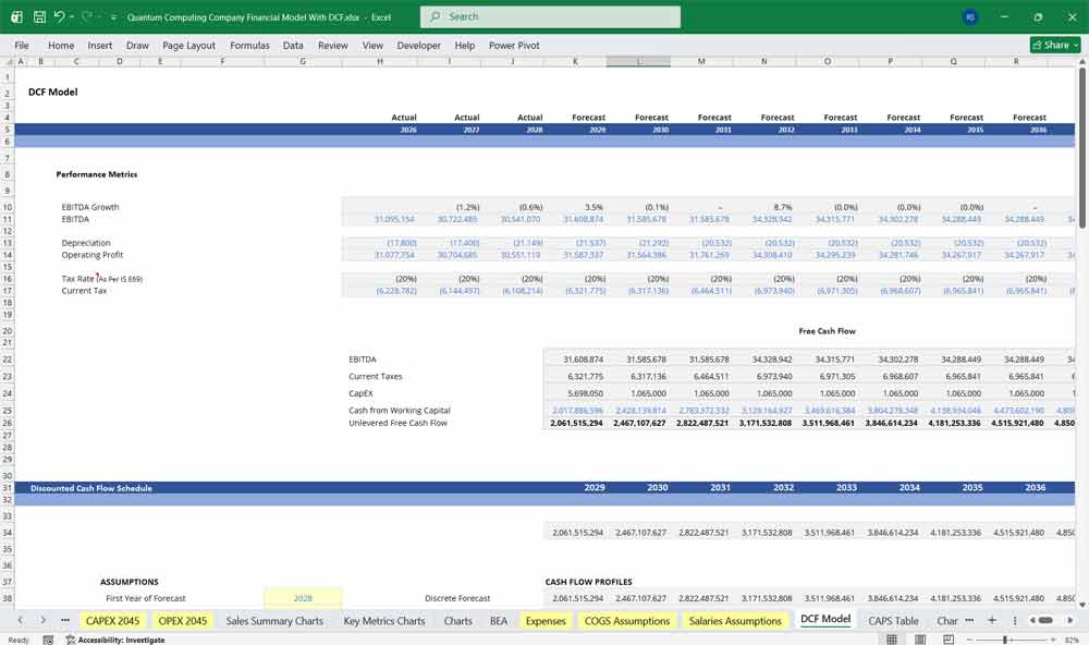 Quantum Computing DCF Excel Model