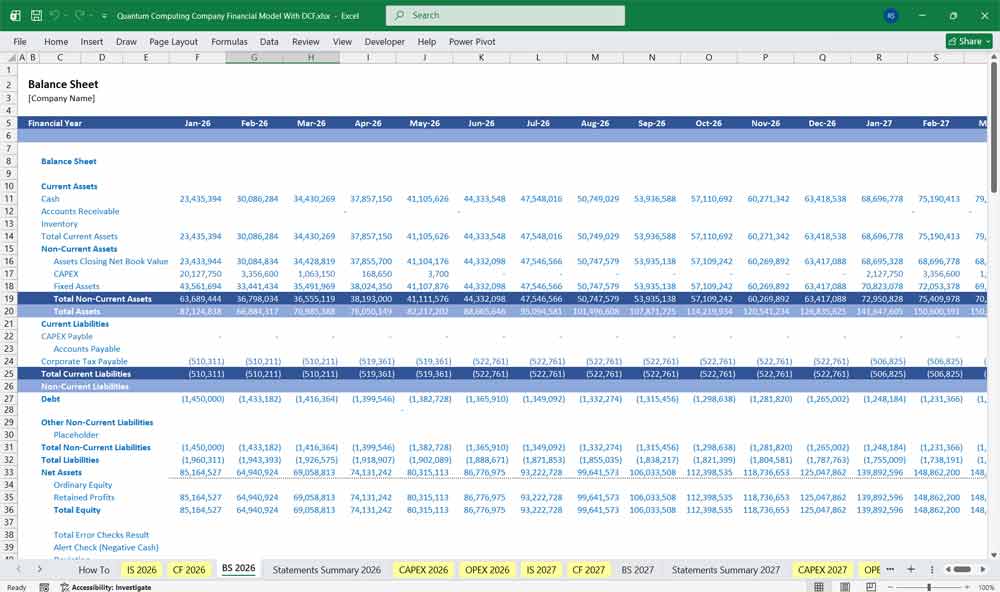 Quantum Computing Financial Model With DCF