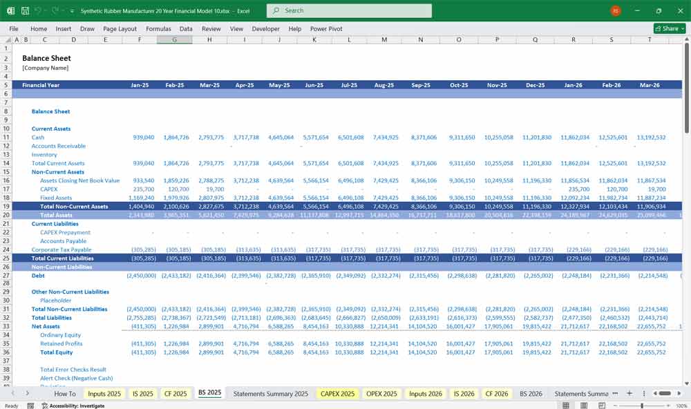 Synthetic Rubber DCF Financial Model Excel