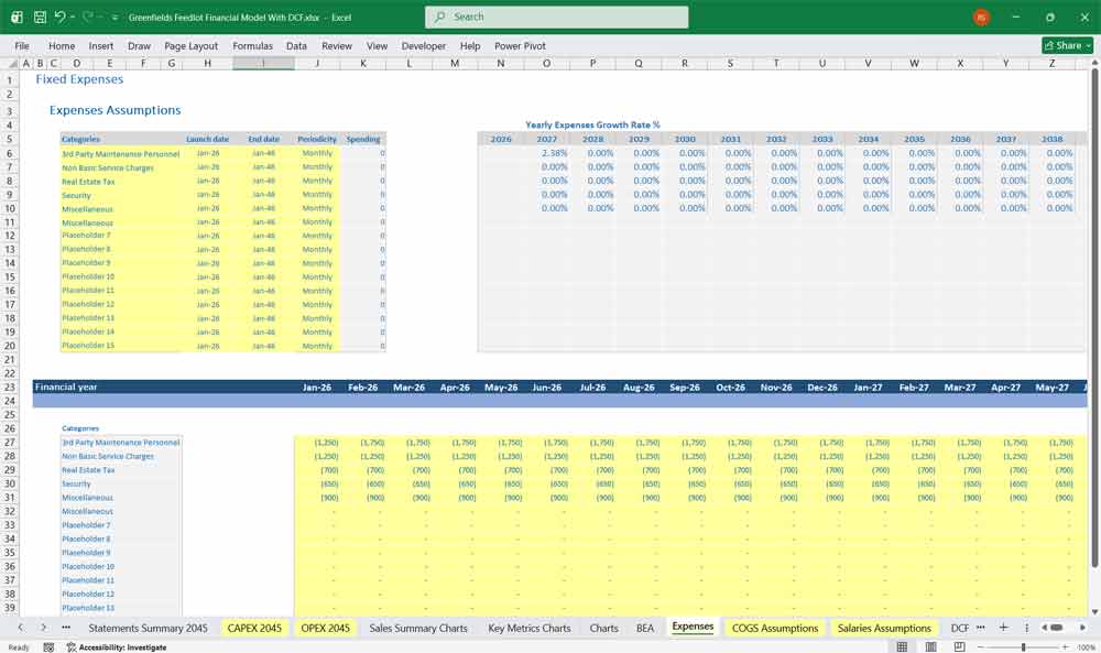 Greenfields Feedlot Expenses Template