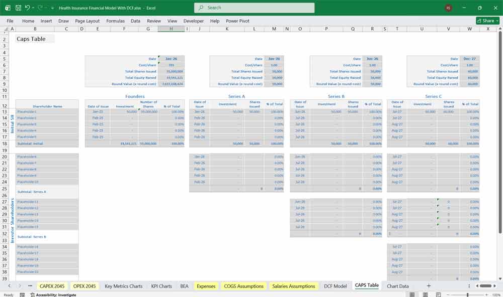 Health Insurance DCF Financial Model Template
