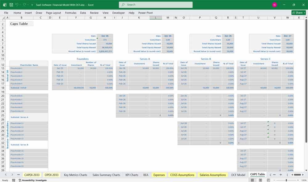 SaaS Software DCF Financial Model Template