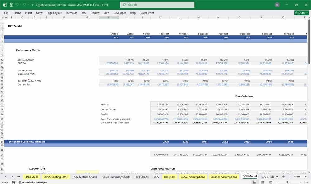 Logistics Company DCF Model Excel
