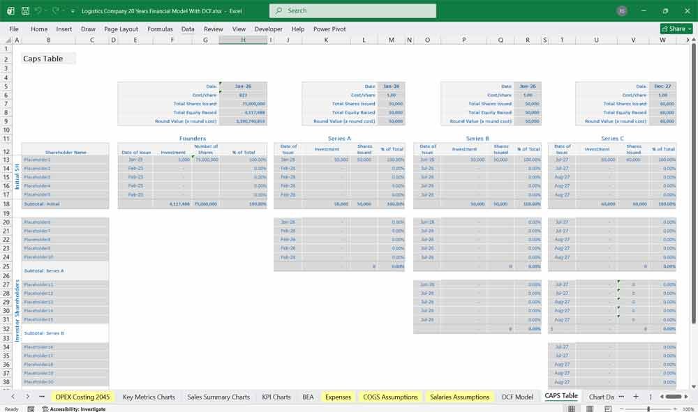 Logistics Company Financial Model Excel Template