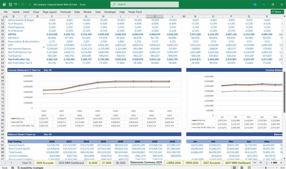 Virtual Reality Software DCF Model