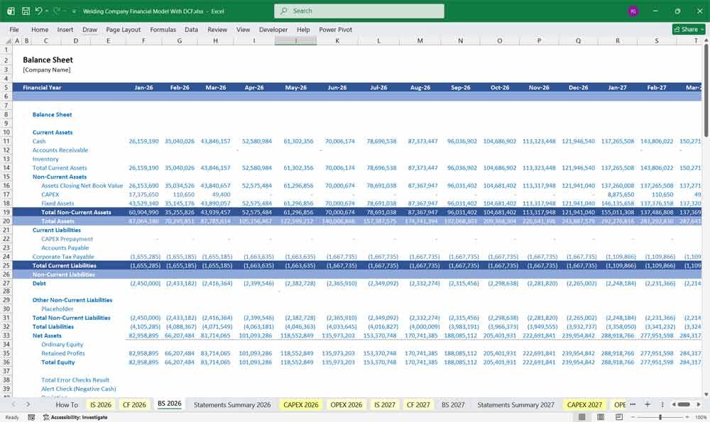 Welding Company DCF Financial Model