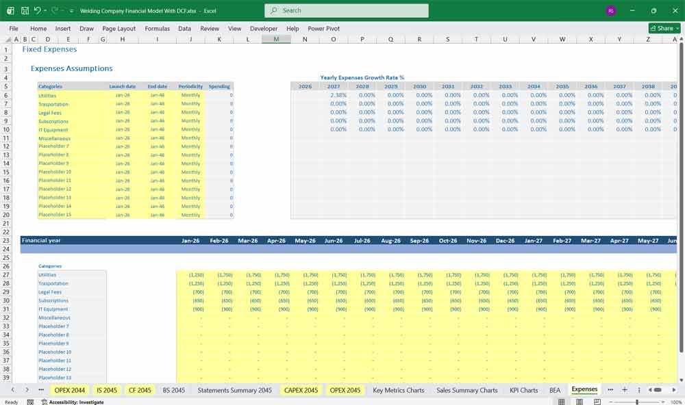 Welding Company DCF Financial Model