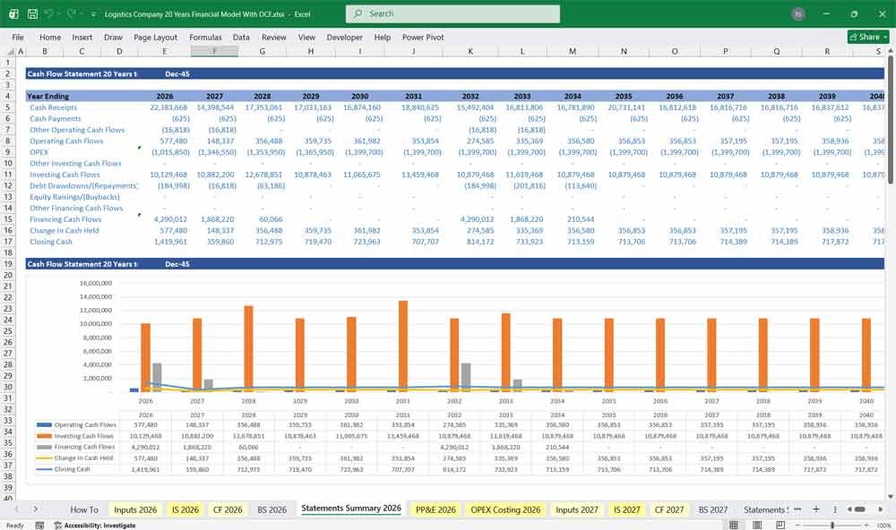 Logistics Company DCF Model Excel Template
