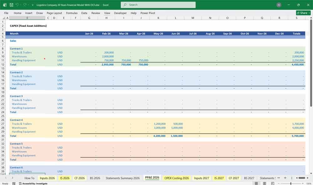 Logistics Company DCF Model Excel Template