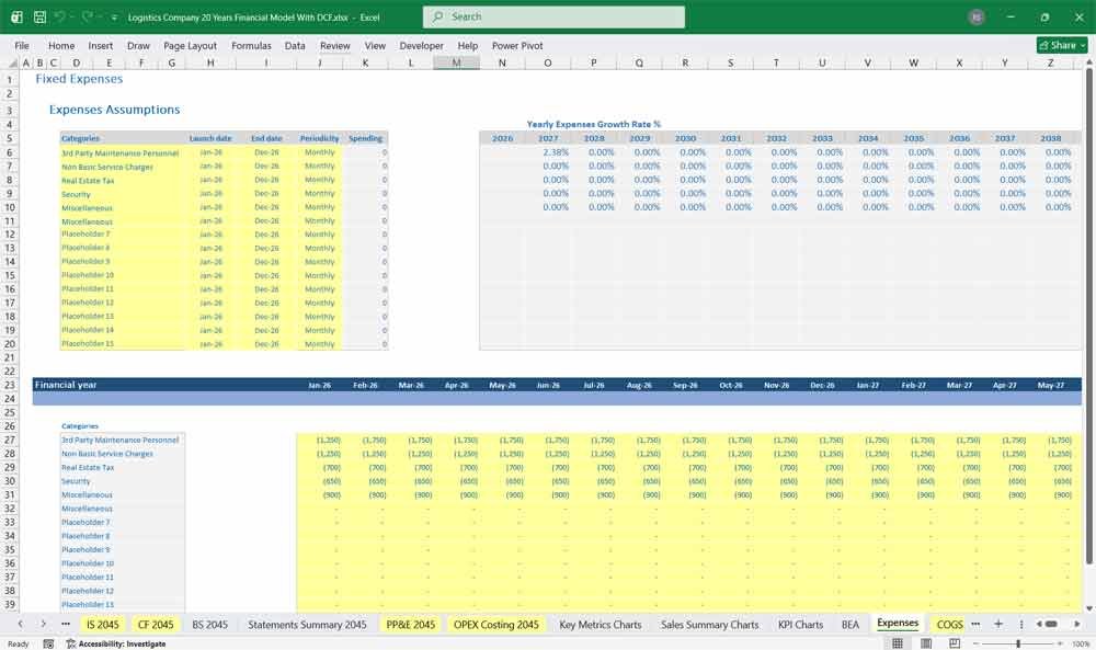 Logistics Company Financial Model