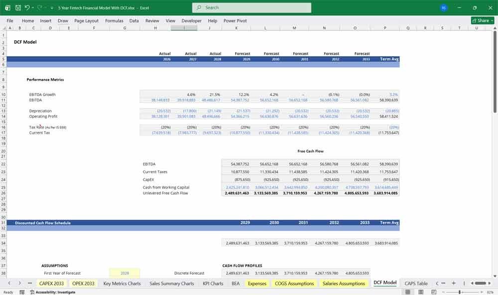 Fintech As A Service DCF Financial Model
