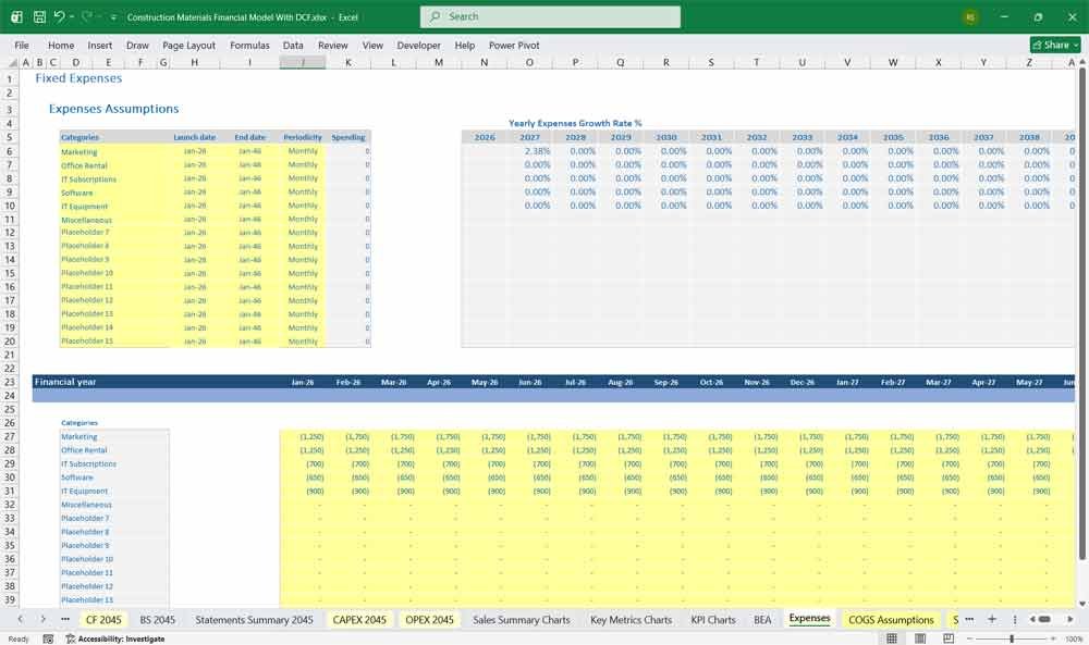 Construction Materials Manufacturing Financial Model Template