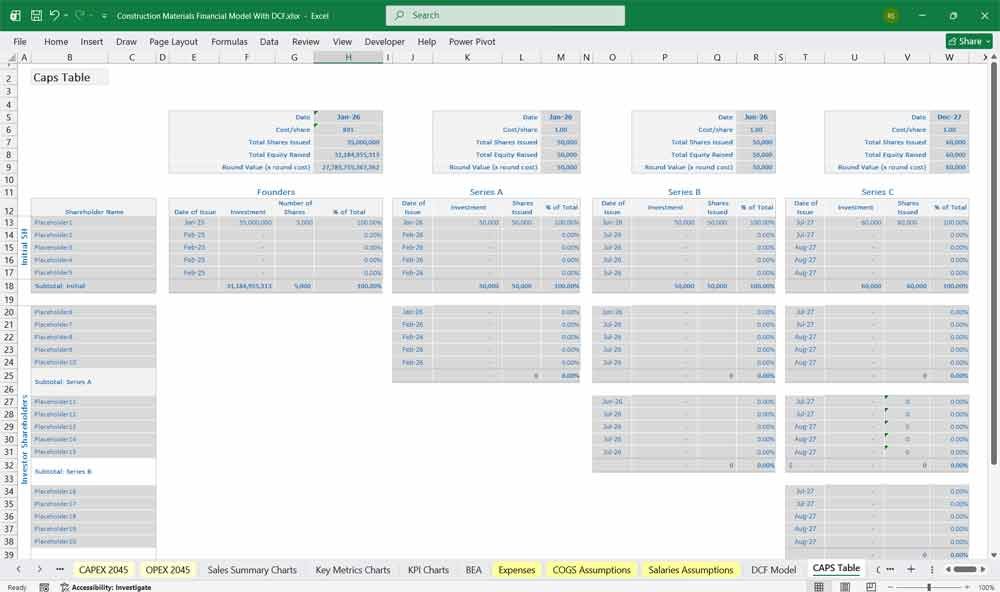 Construction Materials Manufacturer DCF Financial Model