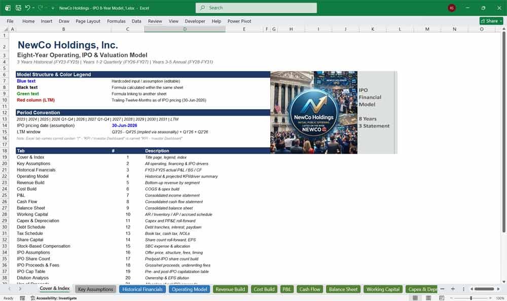 IPO Financial Model Template